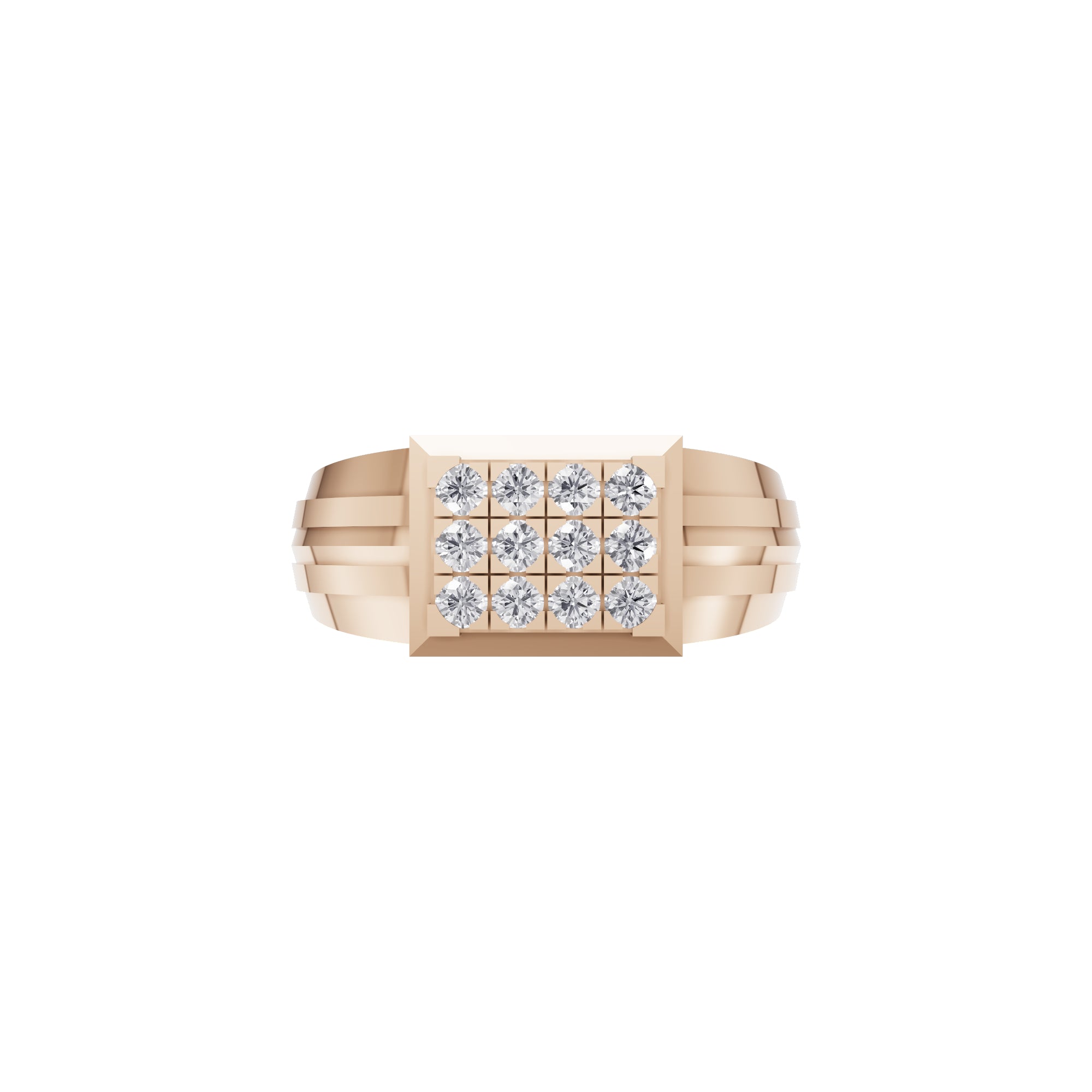 Aarinya Beveled Matrix Lab Grown Diamond Signet Ring, The Imperial Lab grown diamond Cluster Ring