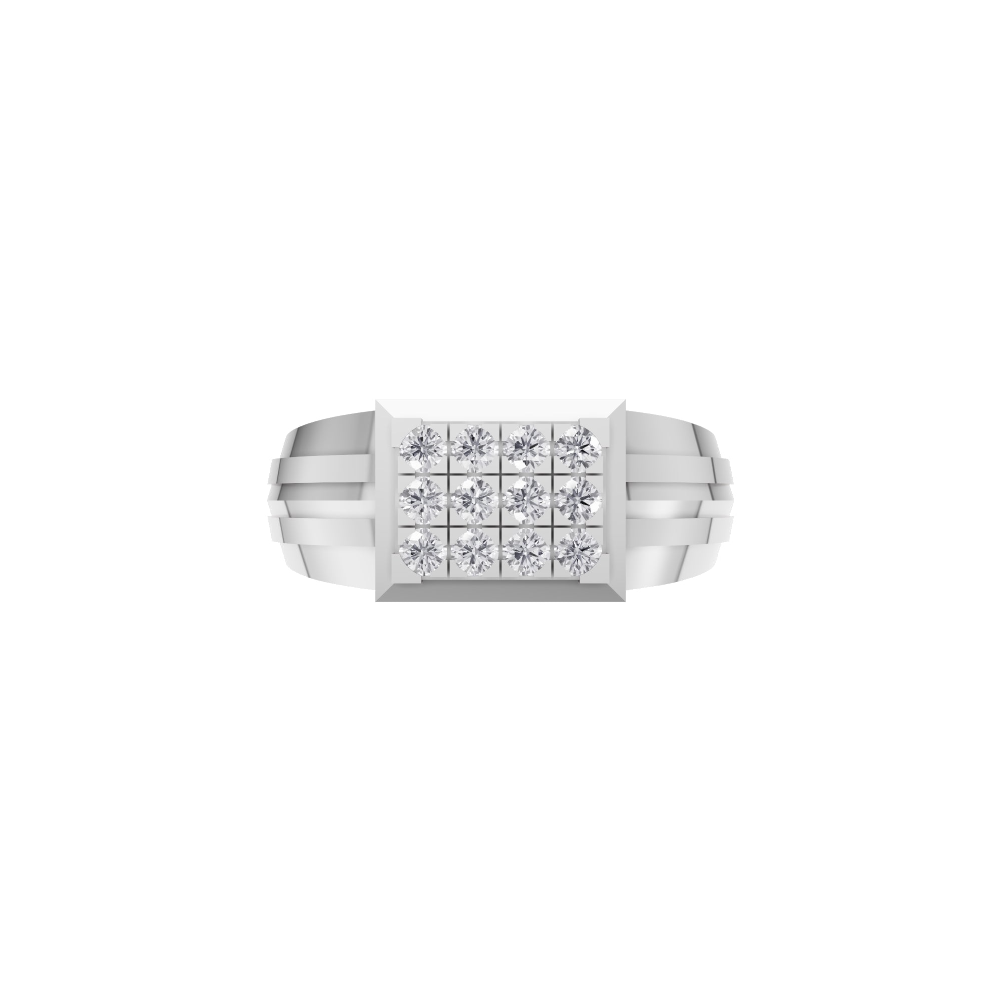 Aarinya Beveled Matrix Lab Grown Diamond Signet Ring, The Imperial Lab grown diamond Cluster Ring
