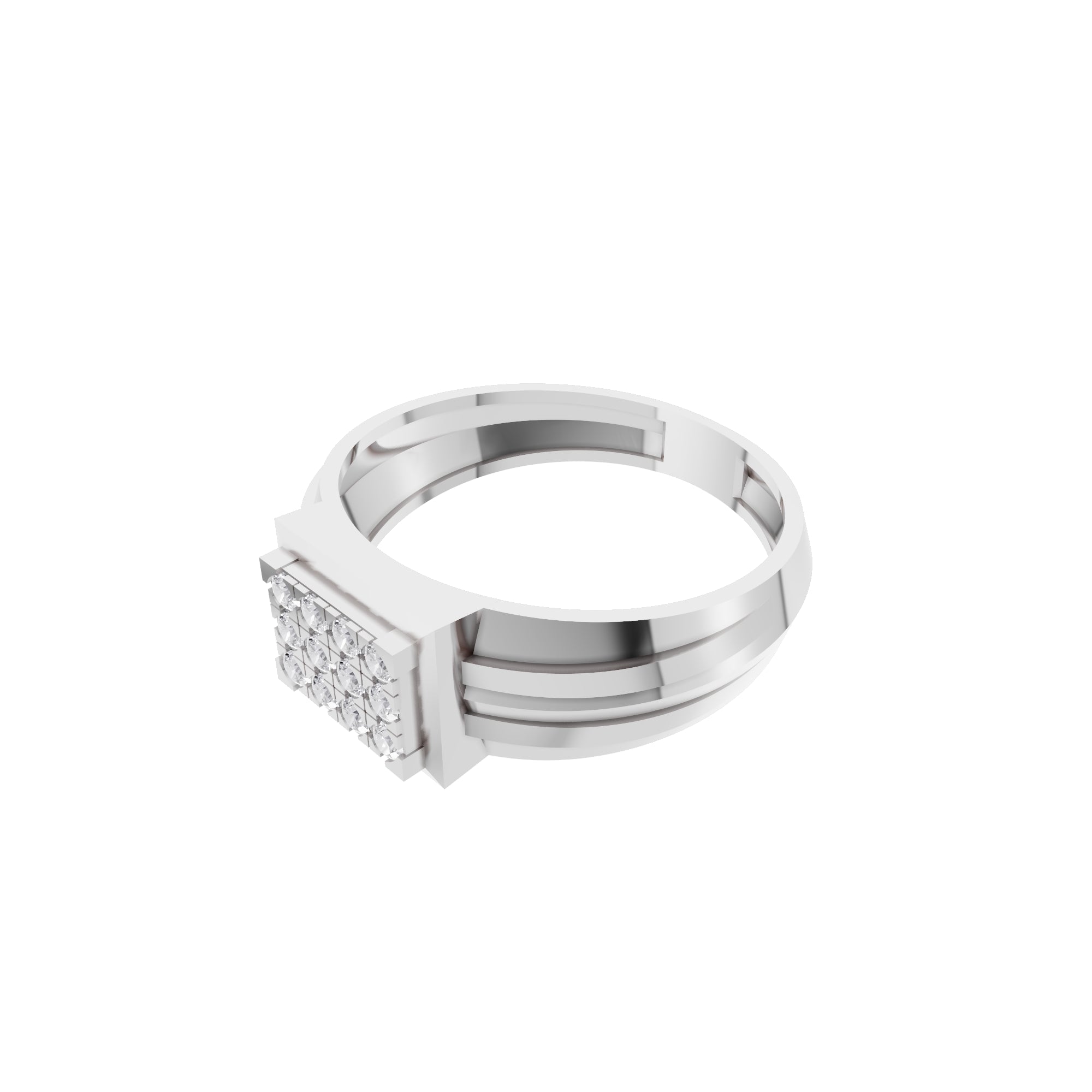 Aarinya Beveled Matrix Lab Grown Diamond Signet Ring, The Imperial Lab grown diamond Cluster Ring