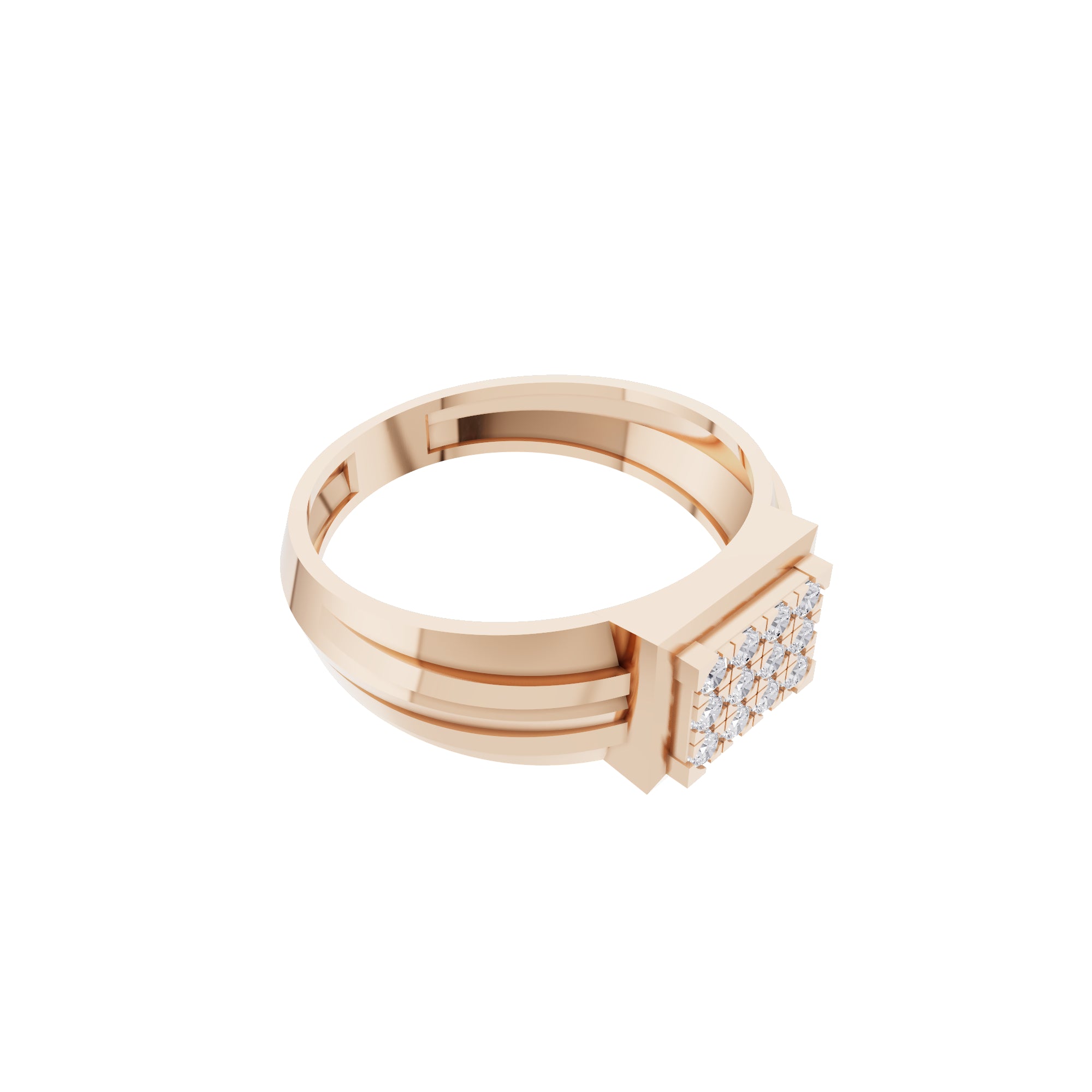 Aarinya Beveled Matrix Lab Grown Diamond Signet Ring, The Imperial Lab grown diamond Cluster Ring