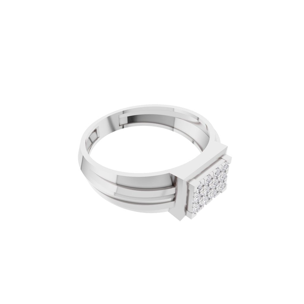Aarinya Beveled Matrix Lab Grown Diamond Signet Ring, The Imperial Lab grown diamond Cluster Ring