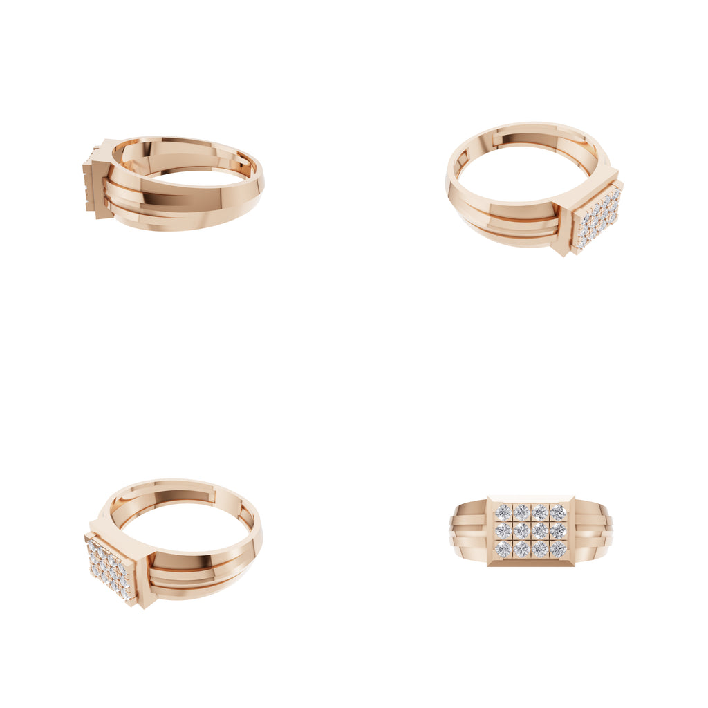 Aarinya Beveled Matrix Lab Grown Diamond Signet Ring, The Imperial Lab grown diamond Cluster Ring