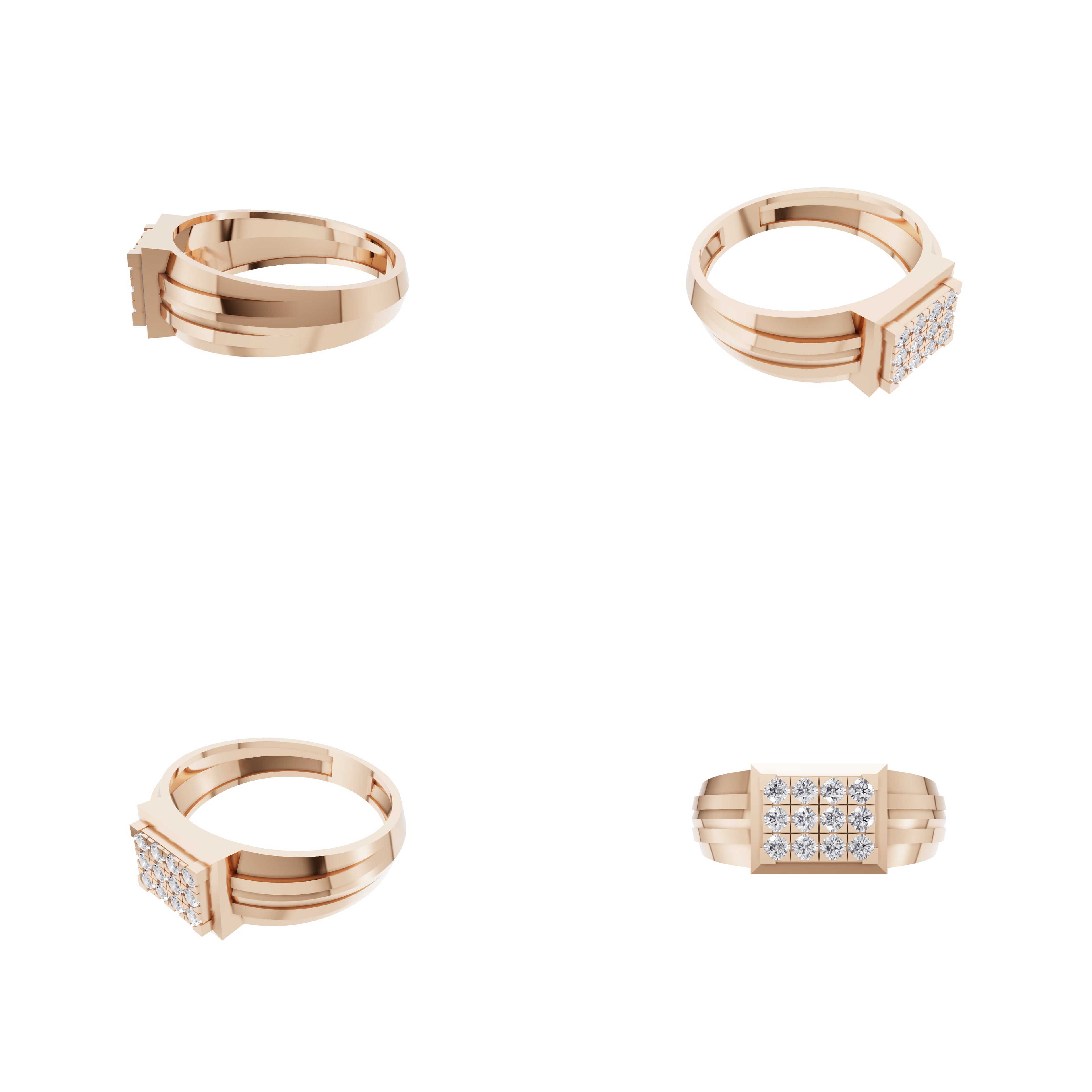 Aarinya Beveled Matrix Lab Grown Diamond Signet Ring, The Imperial Lab grown diamond Cluster Ring