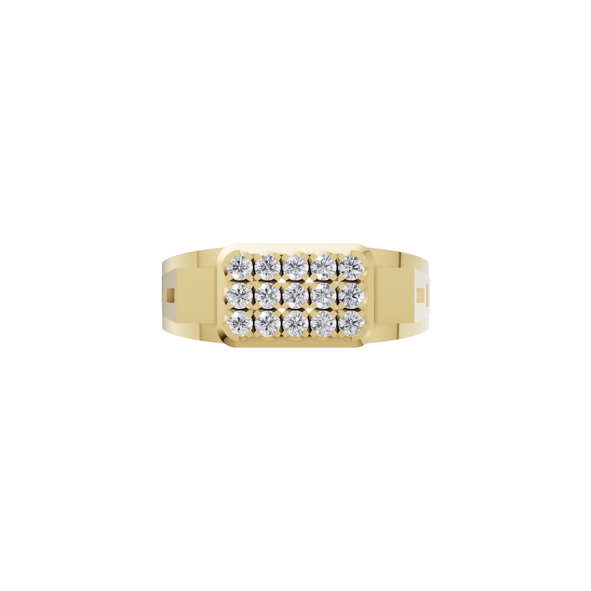 Aarinya Cut-Out Shoulder Lab Grown Diamond Cluster Ring, The Architectural Diamond Grid Men's Ring