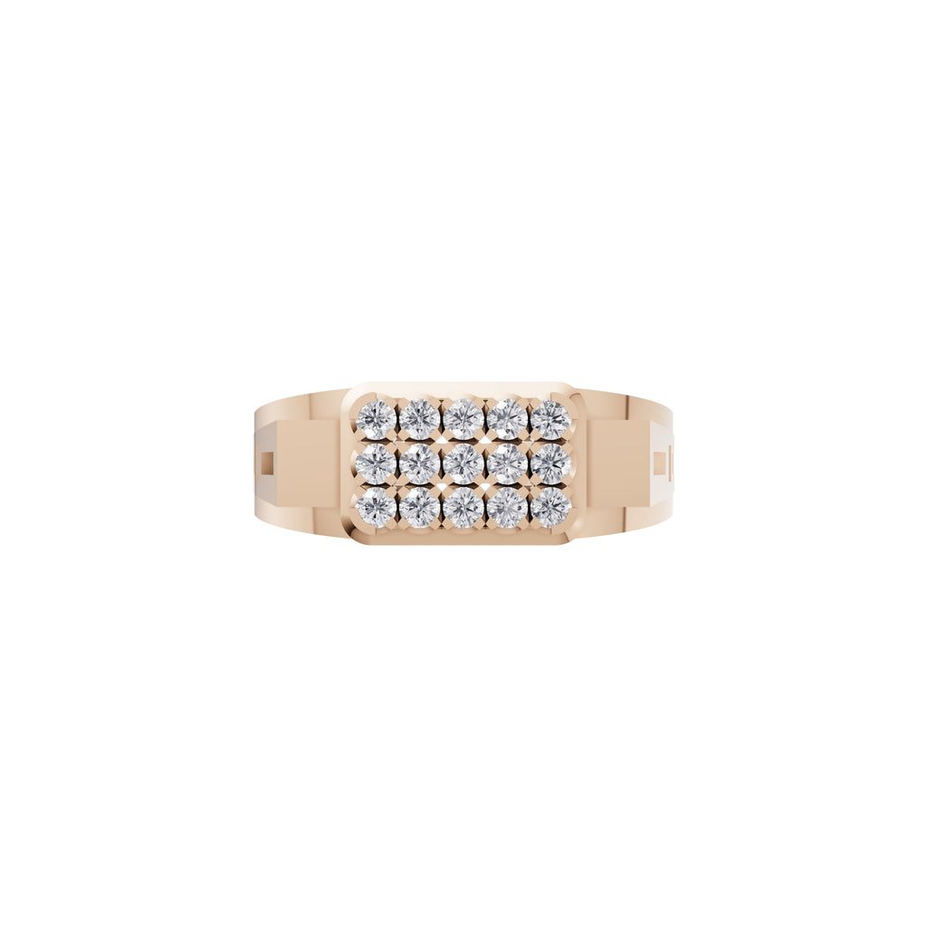 Aarinya Cut-Out Shoulder Lab Grown Diamond Cluster Ring, The Architectural Diamond Grid Men's Ring