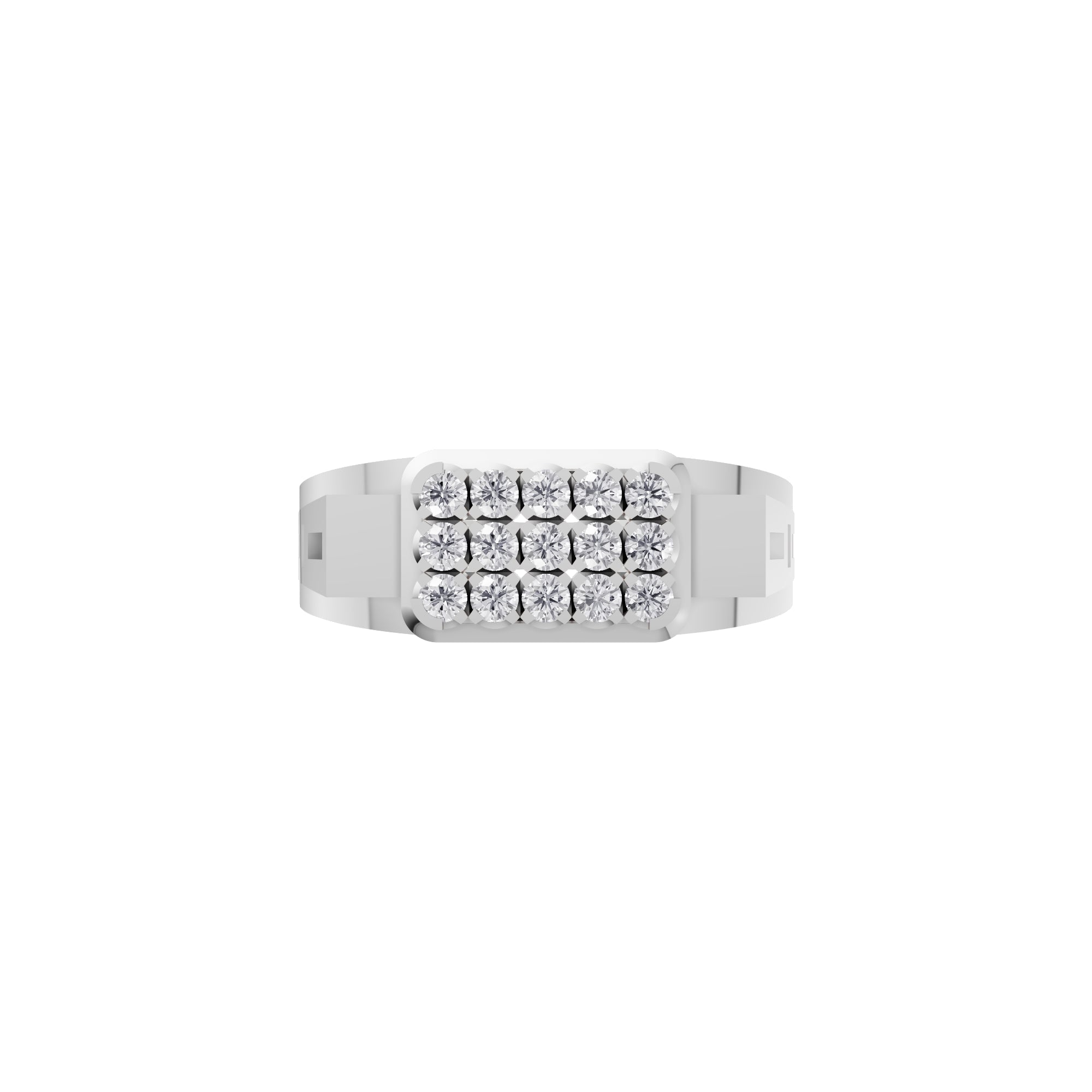 Aarinya Cut-Out Shoulder Lab Grown Diamond Cluster Ring, The Architectural Diamond Grid Men's Ring