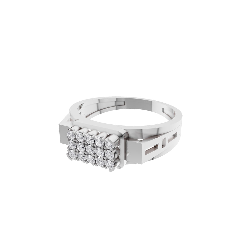Aarinya Cut-Out Shoulder Lab Grown Diamond Cluster Ring, The Architectural Diamond Grid Men's Ring