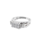 Aarinya Cut-Out Shoulder Lab Grown Diamond Cluster Ring, The Architectural Diamond Grid Men's Ring