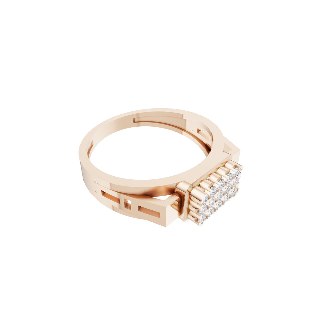 Aarinya Cut-Out Shoulder Lab Grown Diamond Cluster Ring, The Architectural Diamond Grid Men's Ring