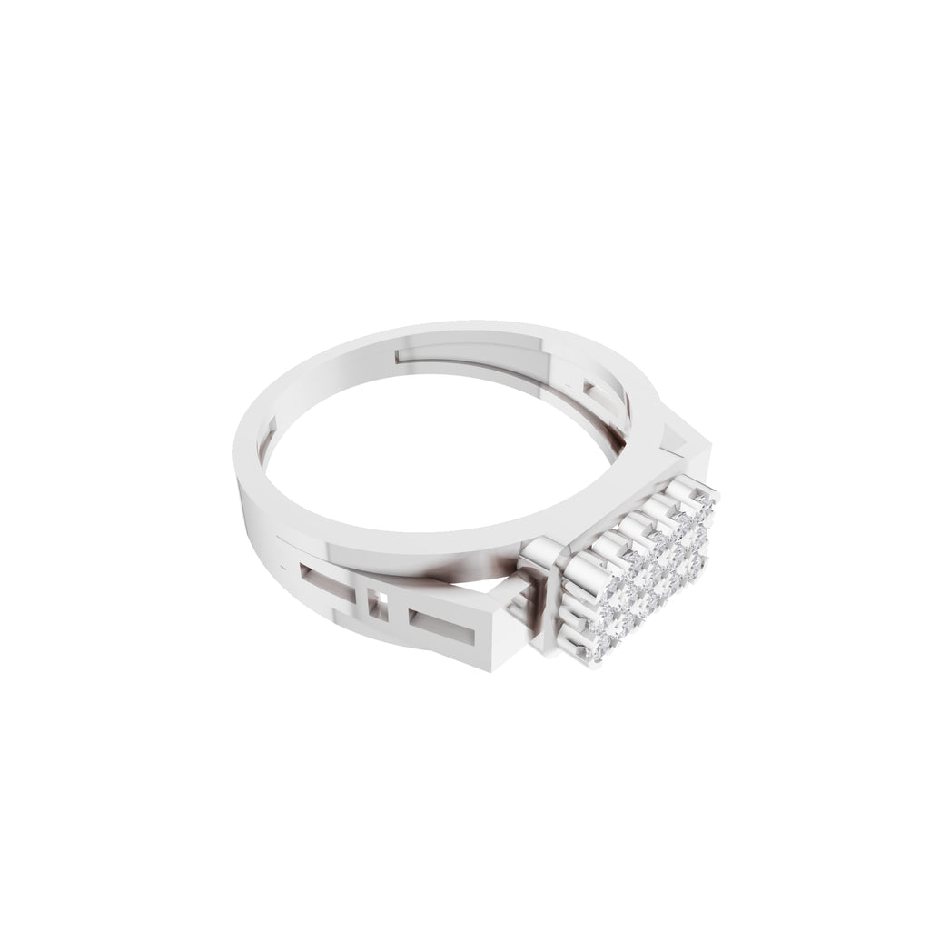 Aarinya Cut-Out Shoulder Lab Grown Diamond Cluster Ring, The Architectural Diamond Grid Men's Ring