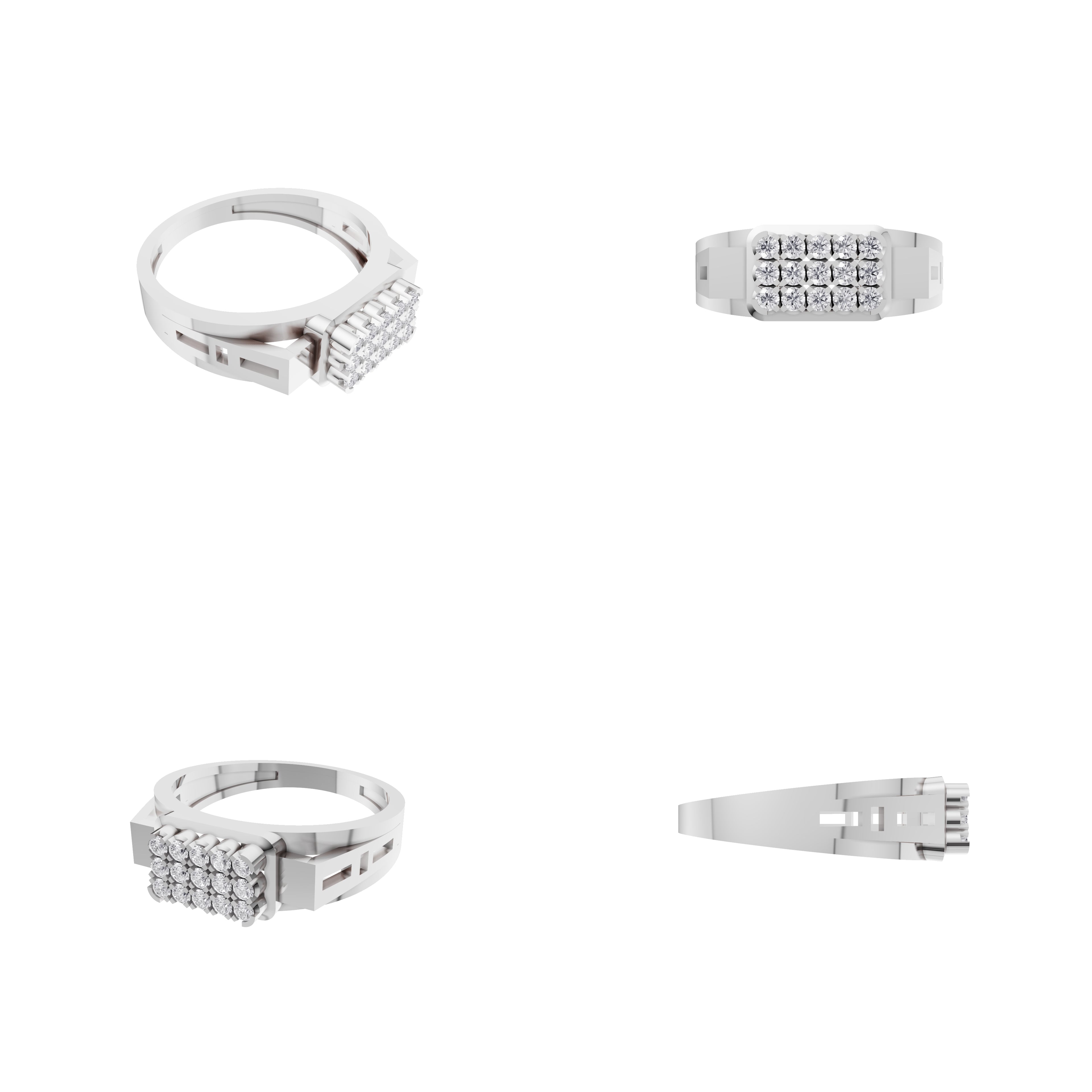 Aarinya Cut-Out Shoulder Lab Grown Diamond Cluster Ring, The Architectural Diamond Grid Men's Ring