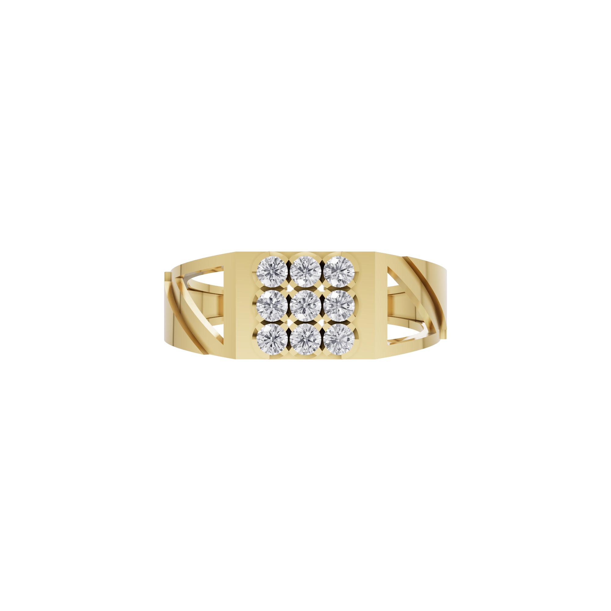 Aarinya Vanguard Open-Triangular Diamond Signet Ring, The Sovereign Cutout Diamond Band