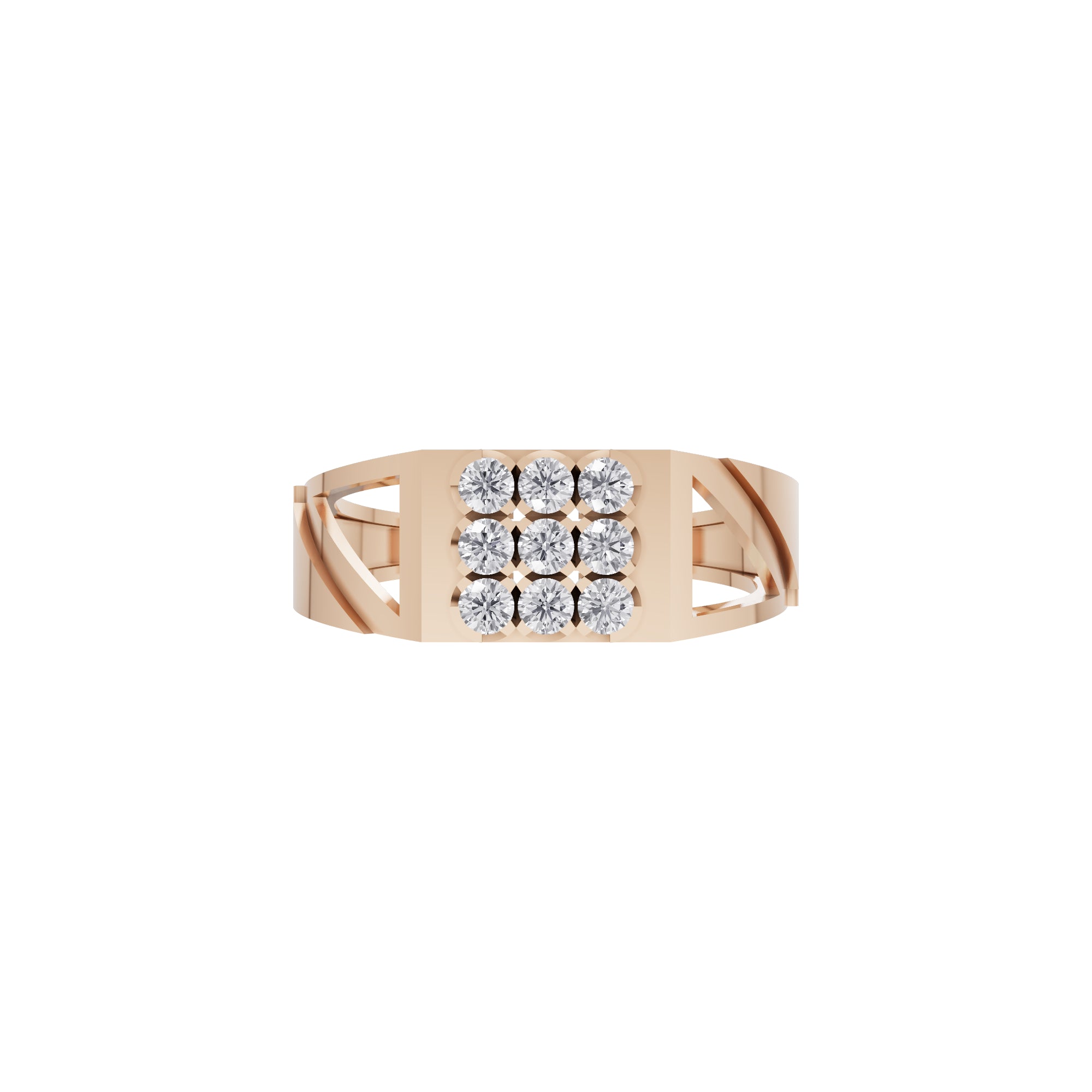Aarinya Vanguard Open-Triangular Diamond Signet Ring, The Sovereign Cutout Diamond Band