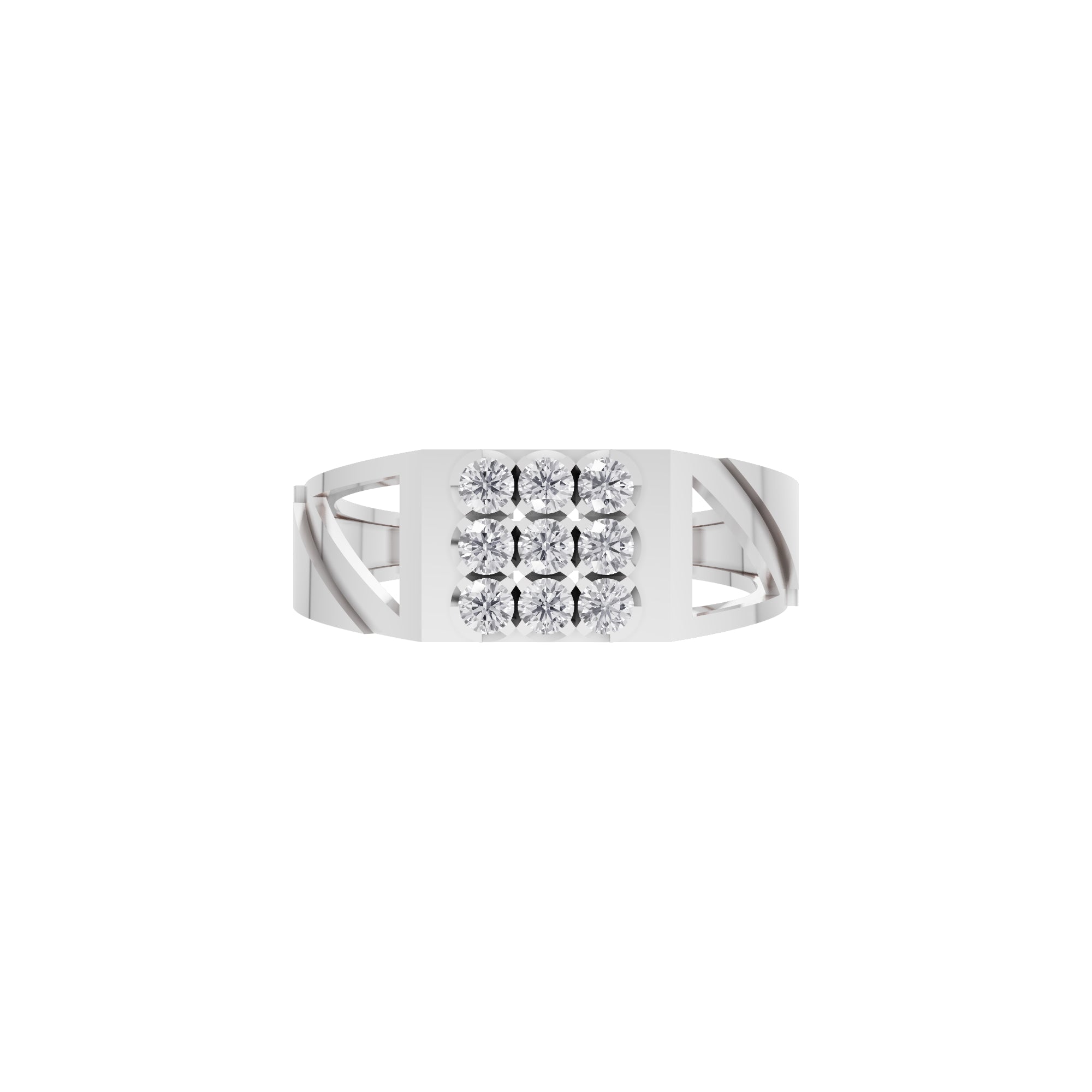 Aarinya Vanguard Open-Triangular Diamond Signet Ring, The Sovereign Cutout Diamond Band