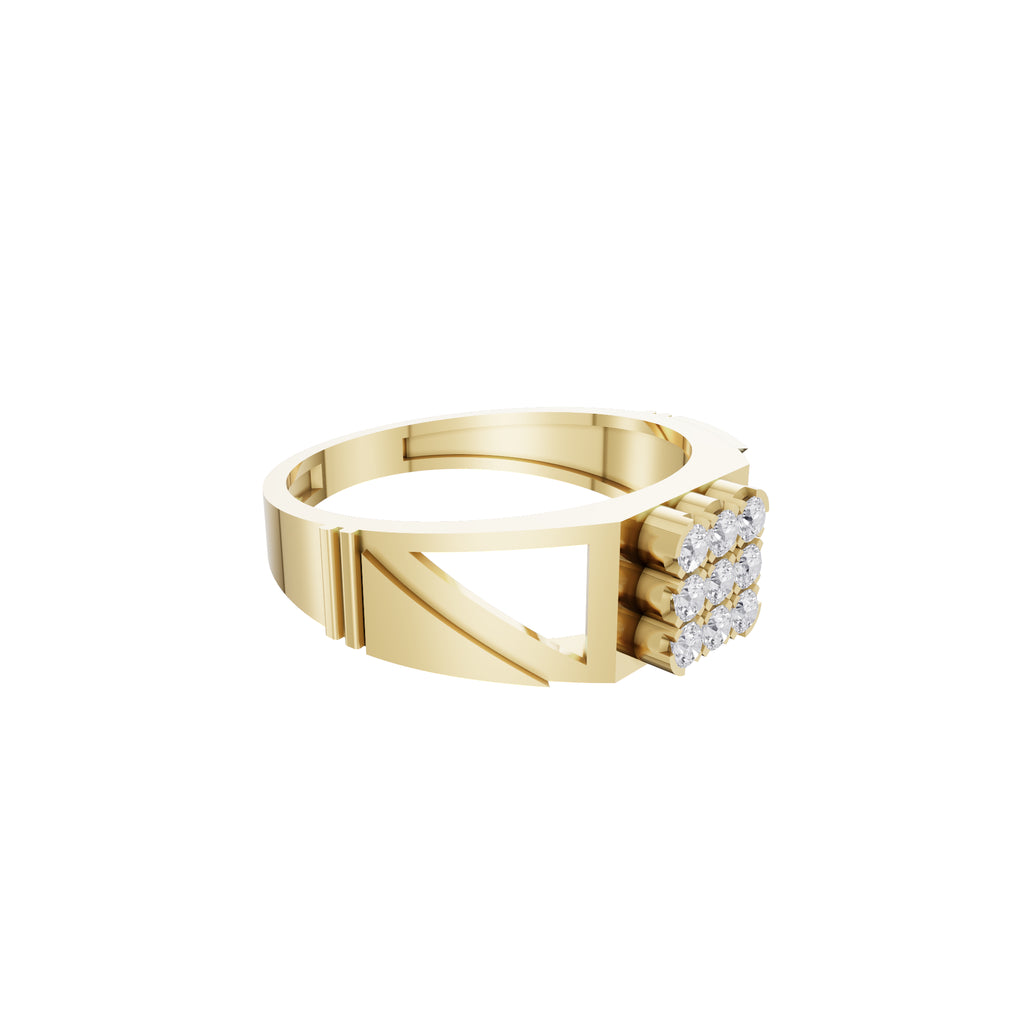 Aarinya Vanguard Open-Triangular Diamond Signet Ring, The Sovereign Cutout Diamond Band