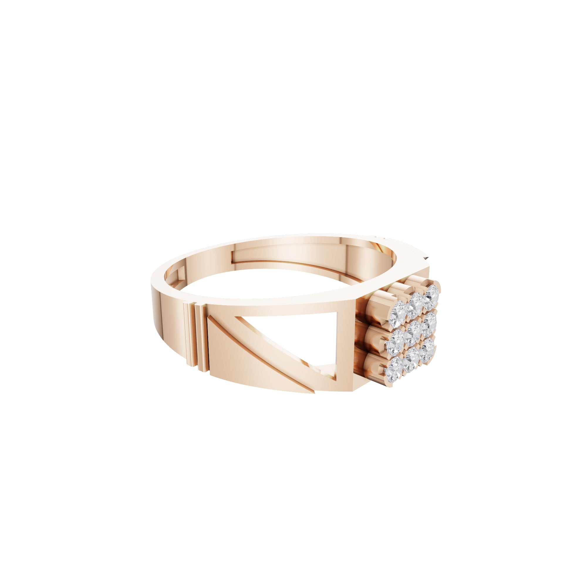 Aarinya Vanguard Open-Triangular Diamond Signet Ring, The Sovereign Cutout Diamond Band