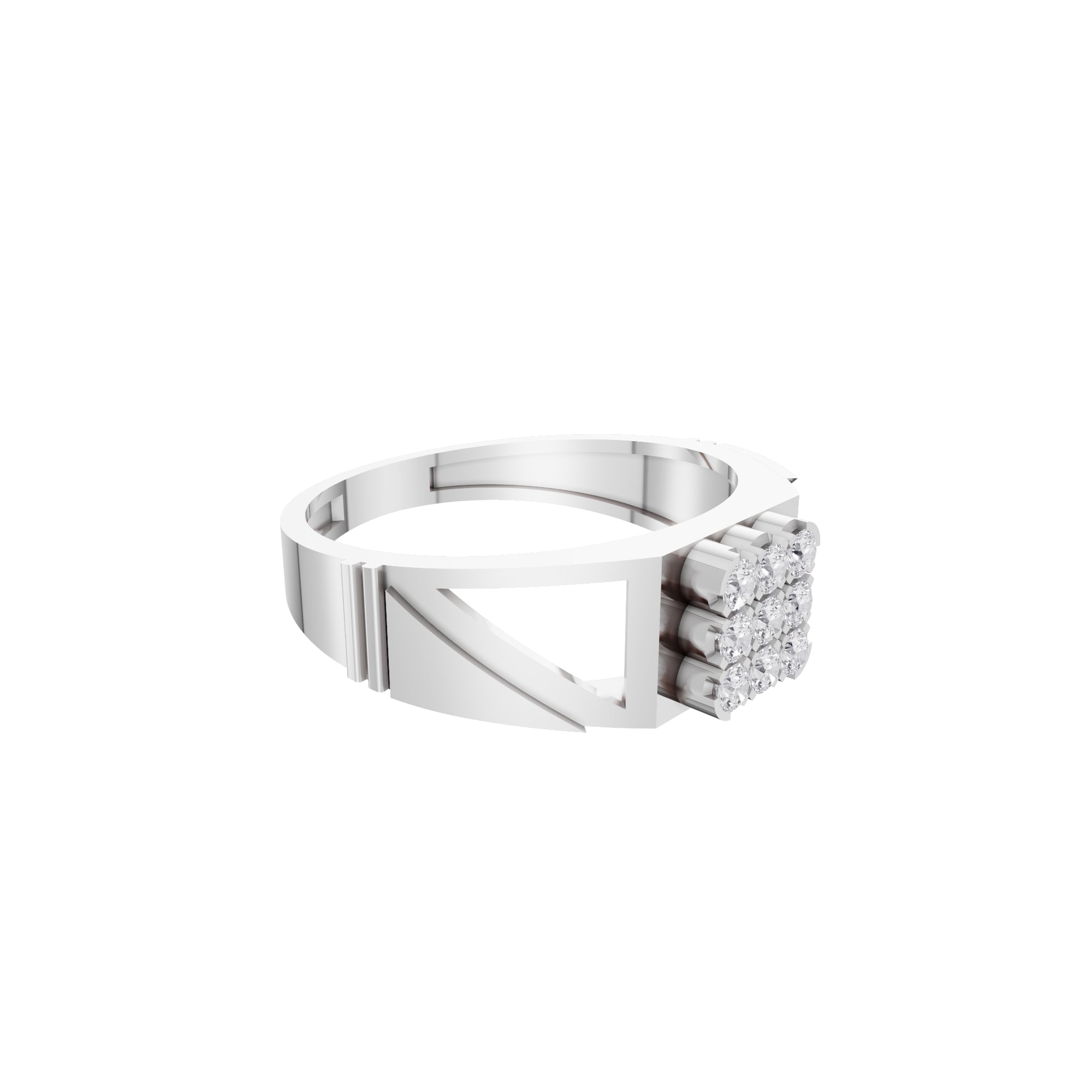 Aarinya Vanguard Open-Triangular Diamond Signet Ring, The Sovereign Cutout Diamond Band