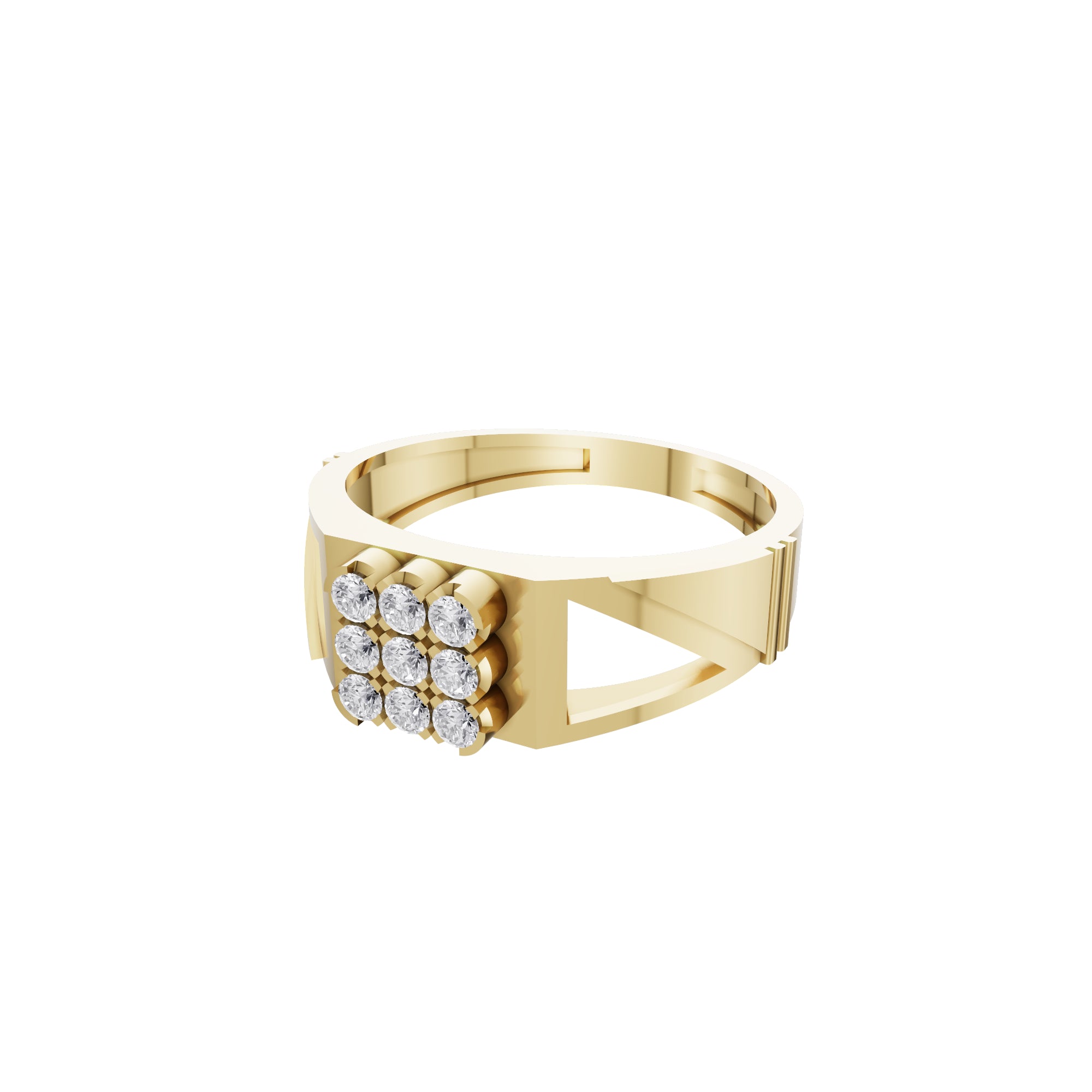 Aarinya Vanguard Open-Triangular Diamond Signet Ring, The Sovereign Cutout Diamond Band