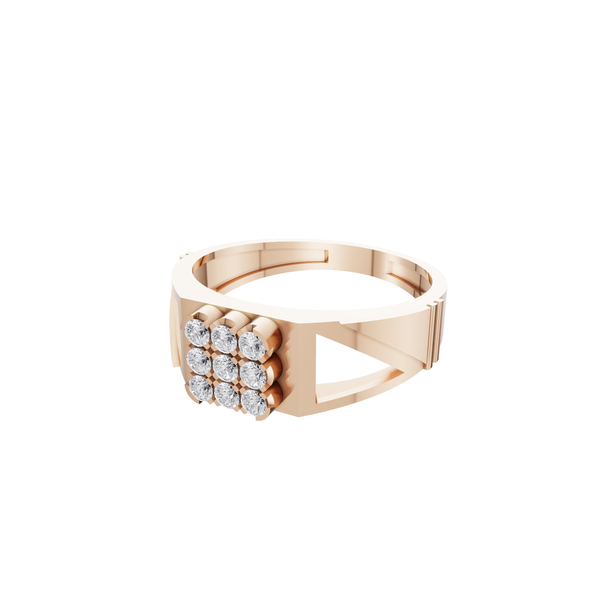 Aarinya Vanguard Open-Triangular Diamond Signet Ring, The Sovereign Cutout Diamond Band