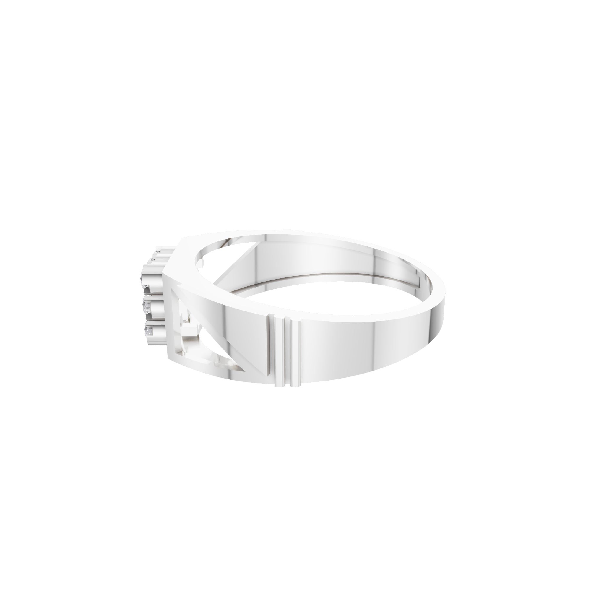 Aarinya Vanguard Open-Triangular Diamond Signet Ring, The Sovereign Cutout Diamond Band