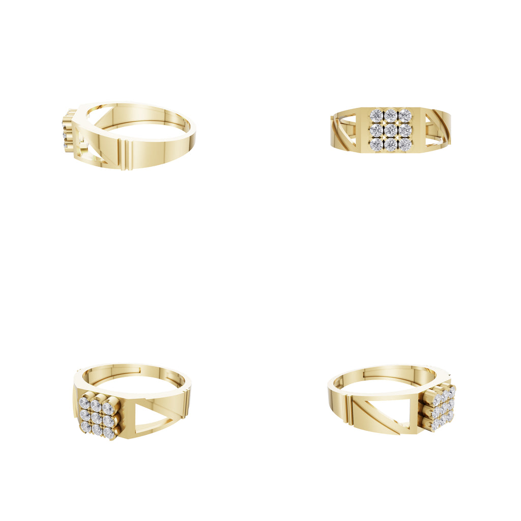 Aarinya Vanguard Open-Triangular Diamond Signet Ring, The Sovereign Cutout Diamond Band