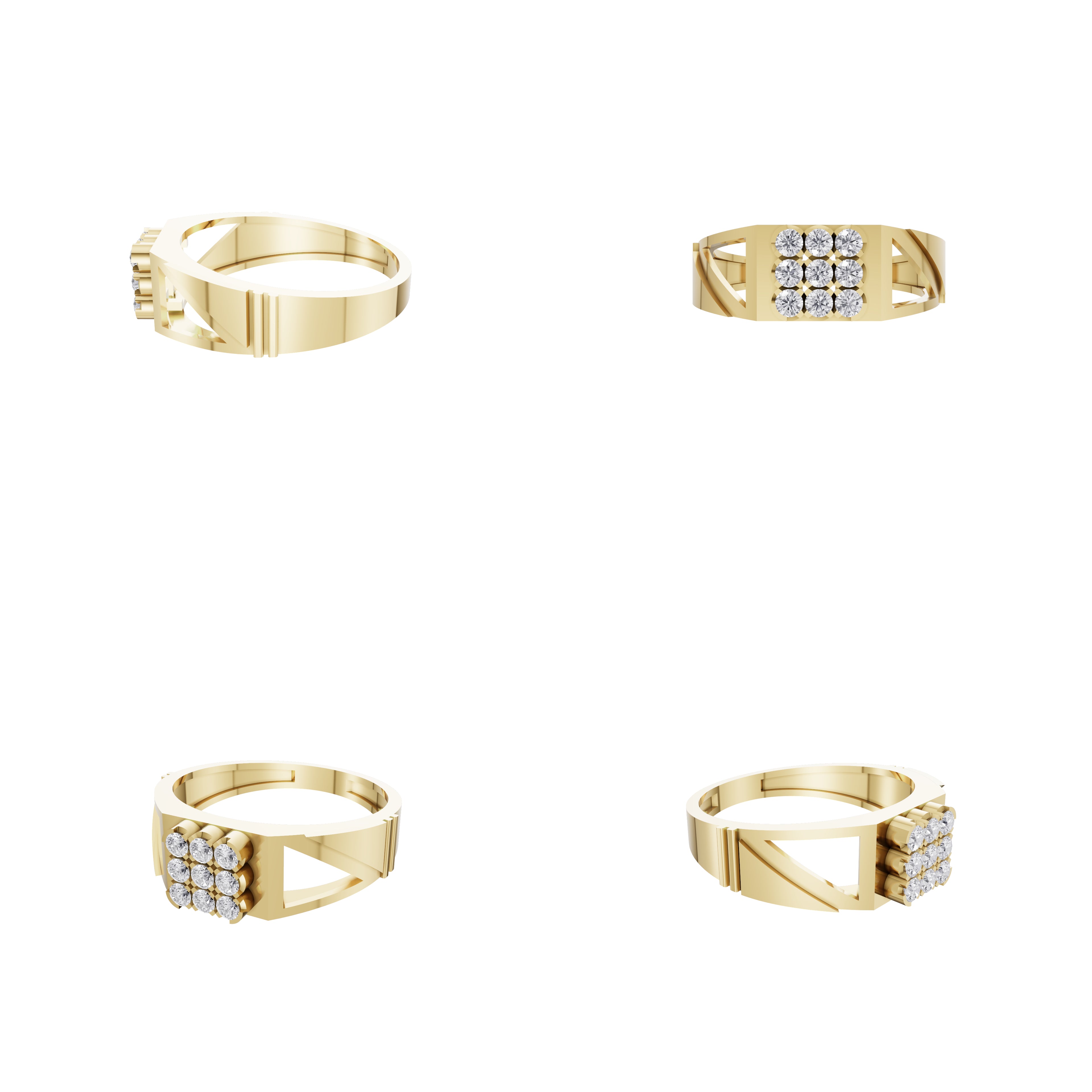 Aarinya Vanguard Open-Triangular Diamond Signet Ring, The Sovereign Cutout Diamond Band