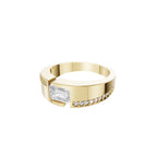 Aarinya Beaded Accent Emerald Diamond Ring, The Horizon Beaded Emerald Diamond Ring