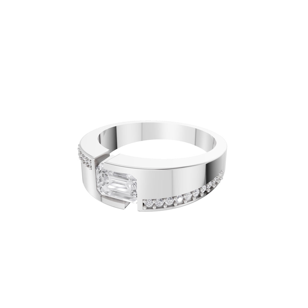 Aarinya Beaded Accent Emerald Diamond Ring, The Horizon Beaded Emerald Diamond Ring