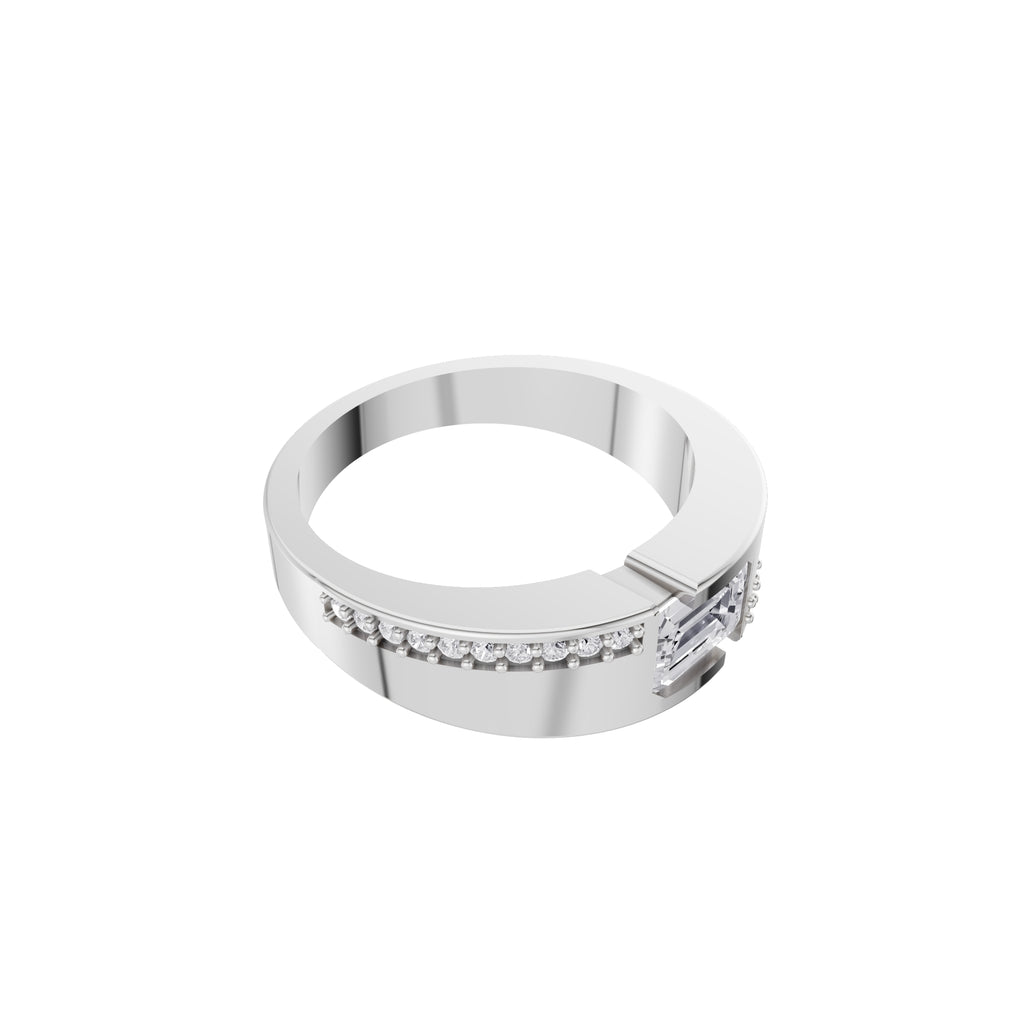 Aarinya Beaded Accent Emerald Diamond Ring, The Horizon Beaded Emerald Diamond Ring