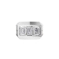 Aarinya Imperial Flush-Set Emerald Cut Statement Ring, The Beveled Three-Stone Emerald Diamond Ring