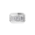 Aarinya Imperial Flush-Set Emerald Cut Statement Ring, The Beveled Three-Stone Emerald Diamond Ring