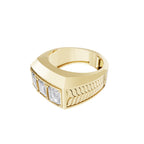 Aarinya Imperial Flush-Set Emerald Cut Statement Ring, The Beveled Three-Stone Emerald Diamond Ring