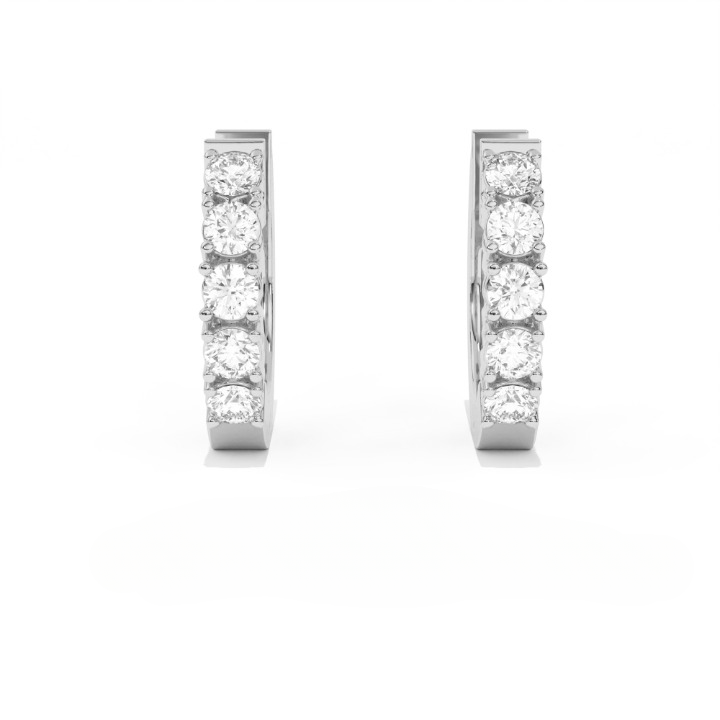 Aarinya Aurelia Diamond Hoop Earrings, Classic Round Diamond Hoop Earrings, 5-Stone Daily Wear Hoop Earrings