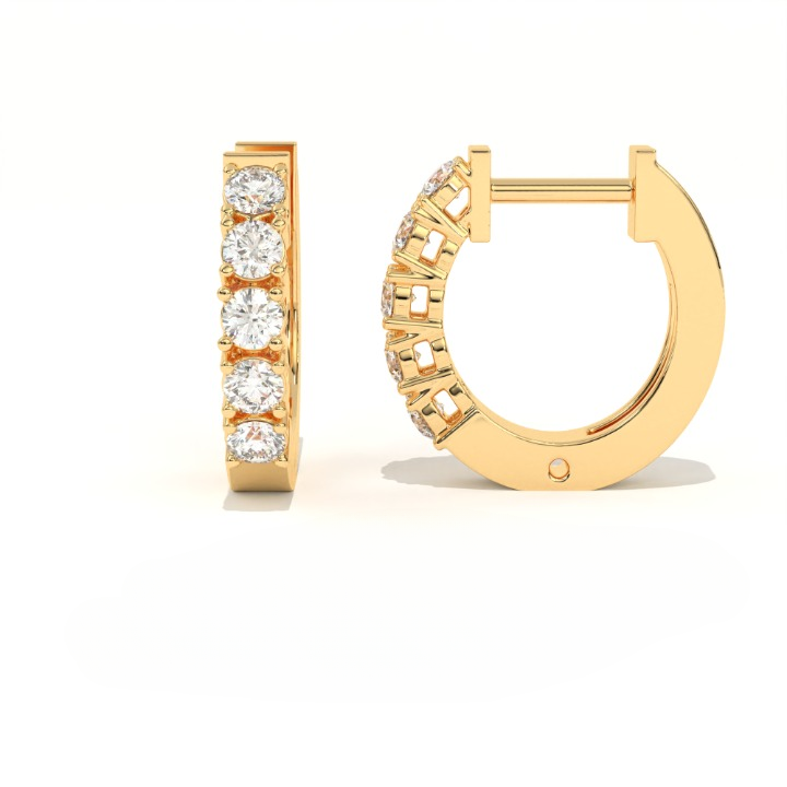 Aarinya Aurelia Diamond Hoop Earrings, Classic Round Diamond Hoop Earrings, 5-Stone Daily Wear Hoop Earrings