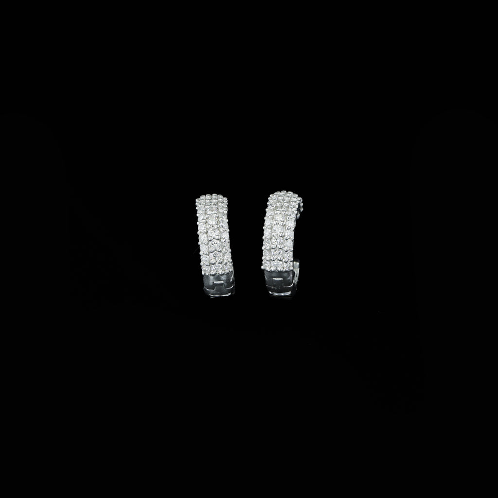 Aarinya Glitz Multi-Row Diamond Hoop Earrings, Triple Row Statement Huggie Hoops, The Grand Pave Dome Hoop Earrings