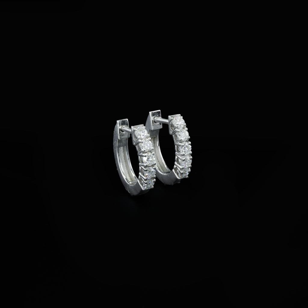 Aarinya Aurelia Diamond Hoop Earrings, Classic Round Diamond Hoop Earrings, 5-Stone Daily Wear Hoop Earrings