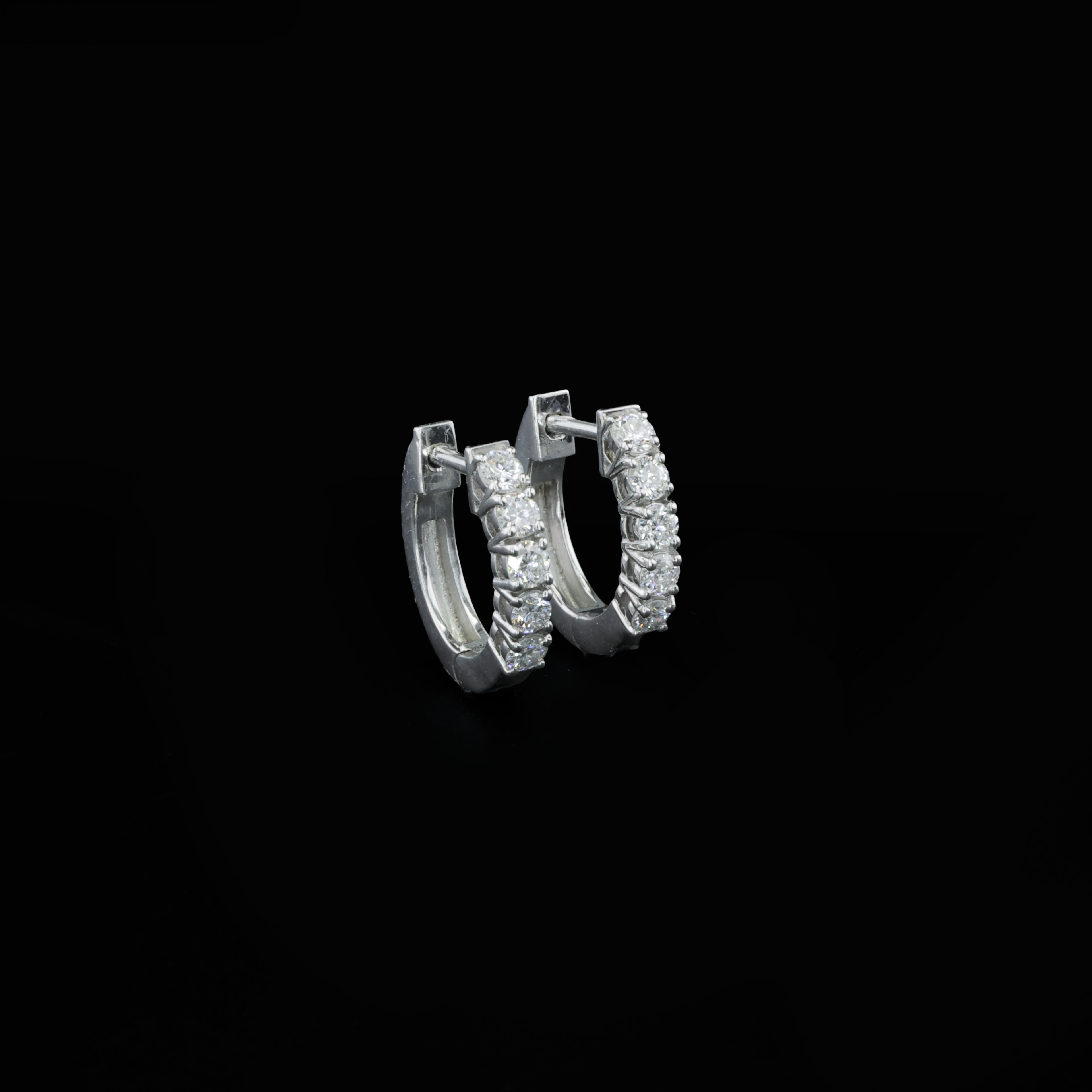 Aarinya Aurelia Diamond Hoop Earrings, Classic Round Diamond Hoop Earrings, 5-Stone Daily Wear Hoop Earrings