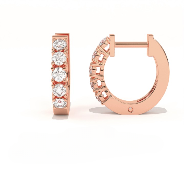 Aarinya Aurelia Diamond Hoop Earrings, Classic Round Diamond Hoop Earrings, 5-Stone Daily Wear Hoop Earrings