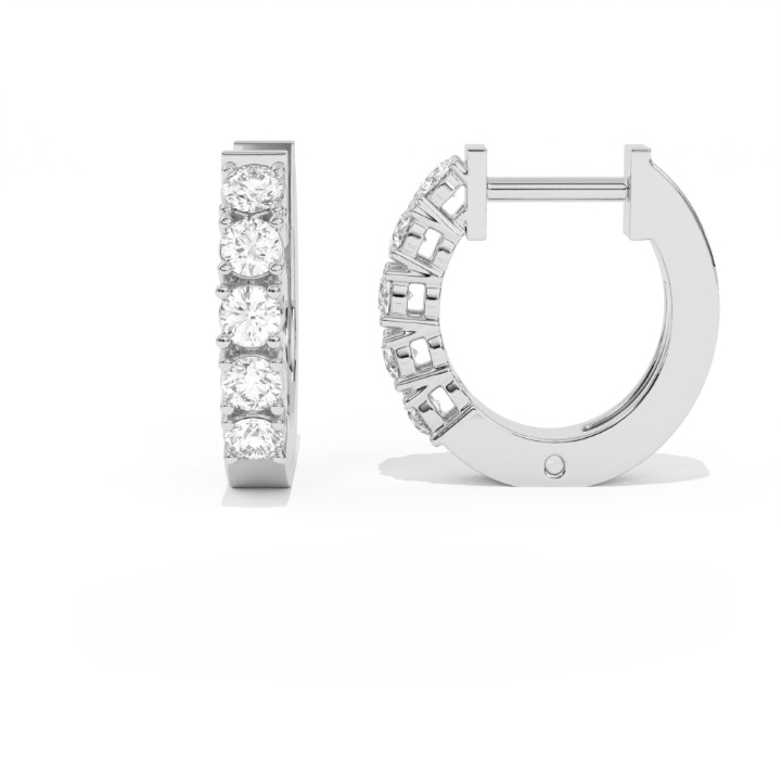 Aarinya Aurelia Diamond Hoop Earrings, Classic Round Diamond Hoop Earrings, 5-Stone Daily Wear Hoop Earrings
