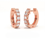 Aarinya Aurelia Diamond Hoop Earrings, Classic Round Diamond Hoop Earrings, 5-Stone Daily Wear Hoop Earrings