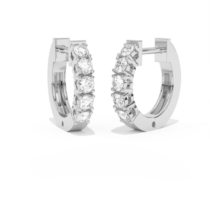 Aarinya Aurelia Diamond Hoop Earrings, Classic Round Diamond Hoop Earrings, 5-Stone Daily Wear Hoop Earrings