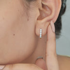 Aarinya Aurelia Diamond Hoop Earrings, Classic Round Diamond Hoop Earrings, 5-Stone Daily Wear Hoop Earrings