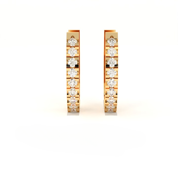 Aarinya Matrix Diamond Hoop Earrings, The Architectural Diamond Huggie Hoops, Channel Set Diamond Huggie Hoops