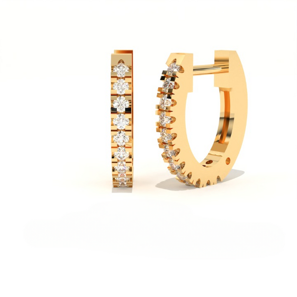 Aarinya Matrix Diamond Hoop Earrings, The Architectural Diamond Huggie Hoops, Channel Set Diamond Huggie Hoops