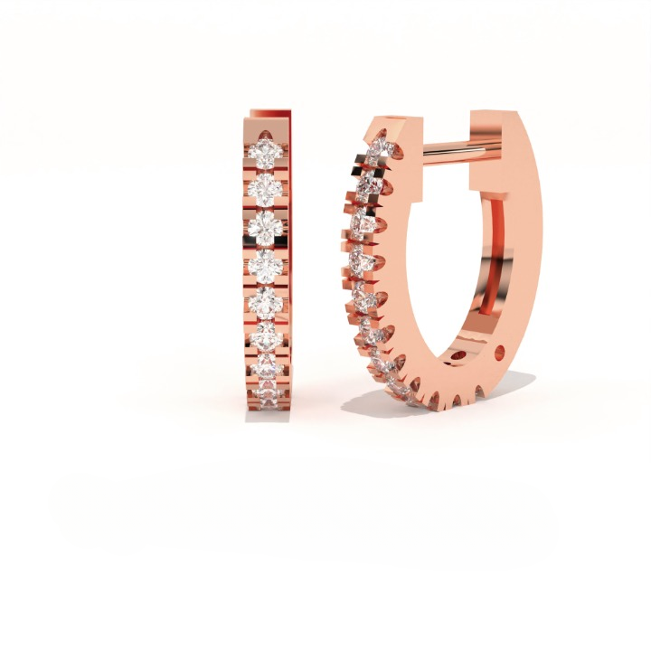 Aarinya Matrix Diamond Hoop Earrings, The Architectural Diamond Huggie Hoops, Channel Set Diamond Huggie Hoops