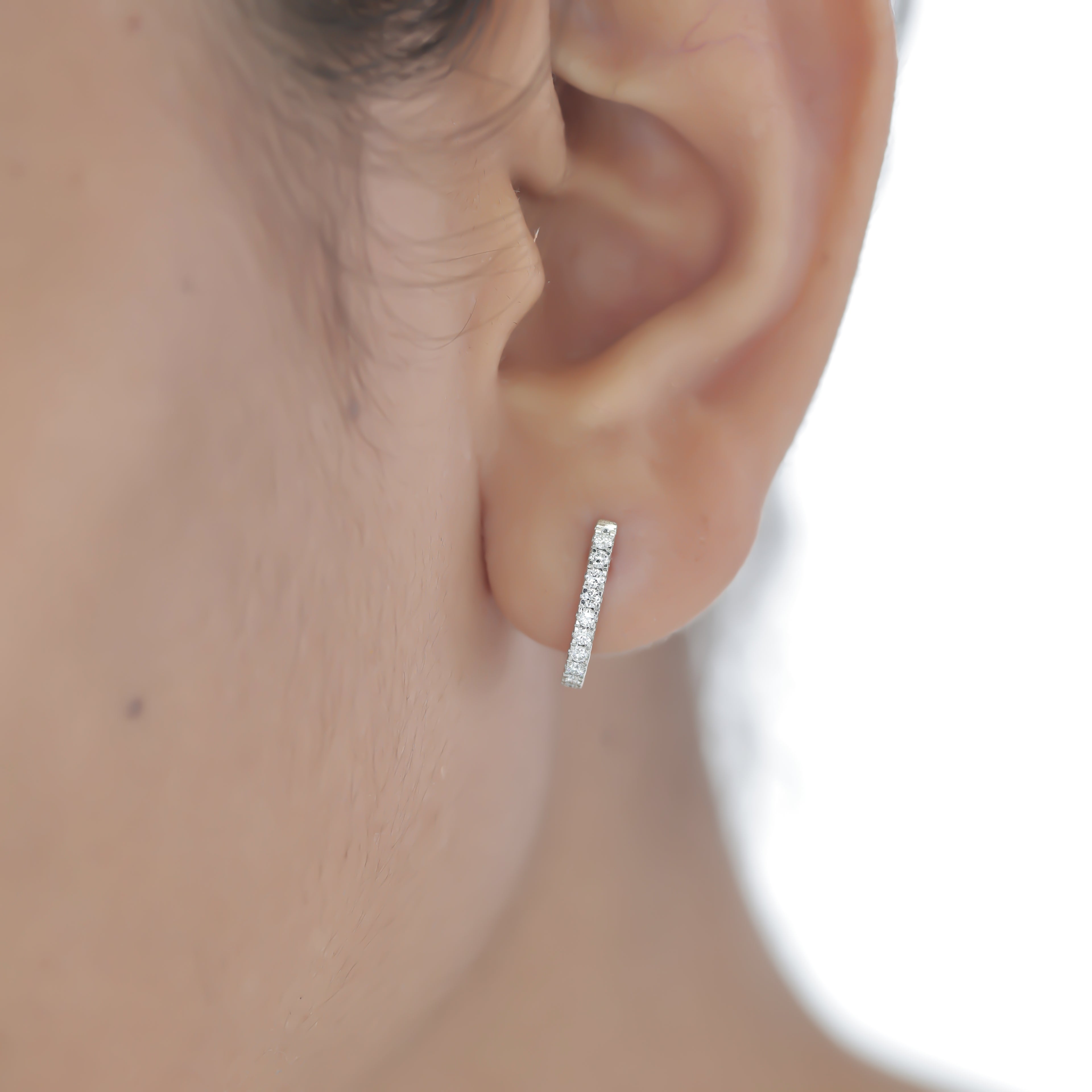 Aarinya Matrix Diamond Hoop Earrings, The Architectural Diamond Huggie Hoops, Channel Set Diamond Huggie Hoops