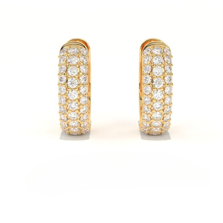 Aarinya Glitz Multi-Row Diamond Hoop Earrings, Triple Row Statement Huggie Hoops, The Grand Pave Dome Hoop Earrings