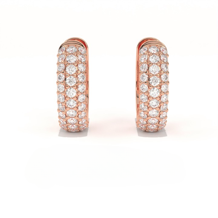 Aarinya Glitz Multi-Row Diamond Hoop Earrings, Triple Row Statement Huggie Hoops, The Grand Pave Dome Hoop Earrings