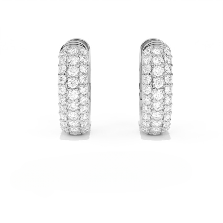 Aarinya Glitz Multi-Row Diamond Hoop Earrings, Triple Row Statement Huggie Hoops, The Grand Pave Dome Hoop Earrings
