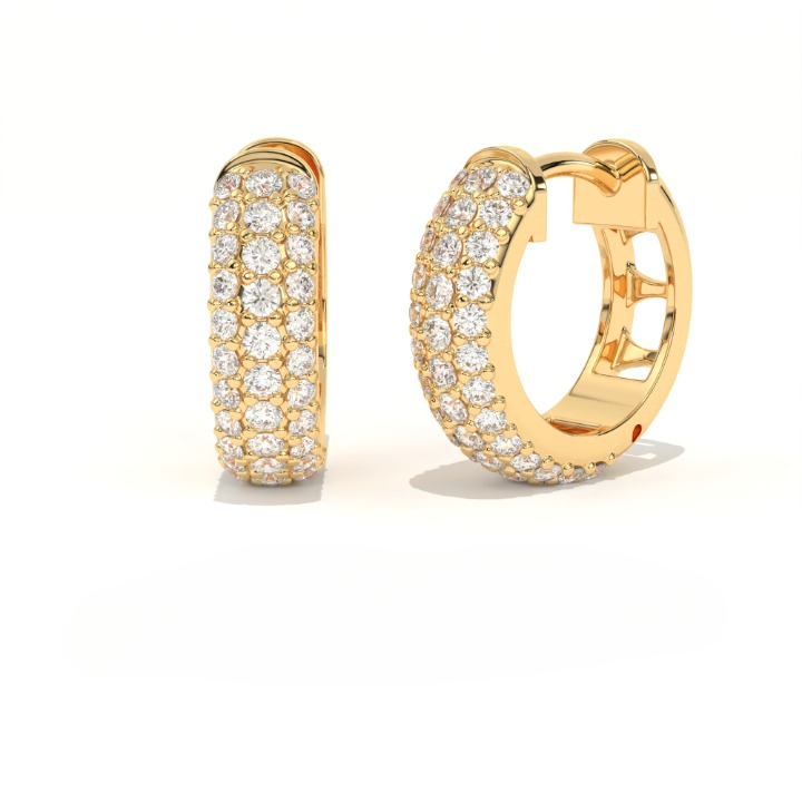Aarinya Glitz Multi-Row Diamond Hoop Earrings, Triple Row Statement Huggie Hoops, The Grand Pave Dome Hoop Earrings